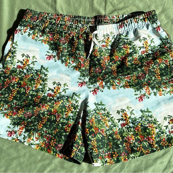 Bather Other - 🌴Bather Floral Tropical Swim Trunks - Green & Sky Blue🐬